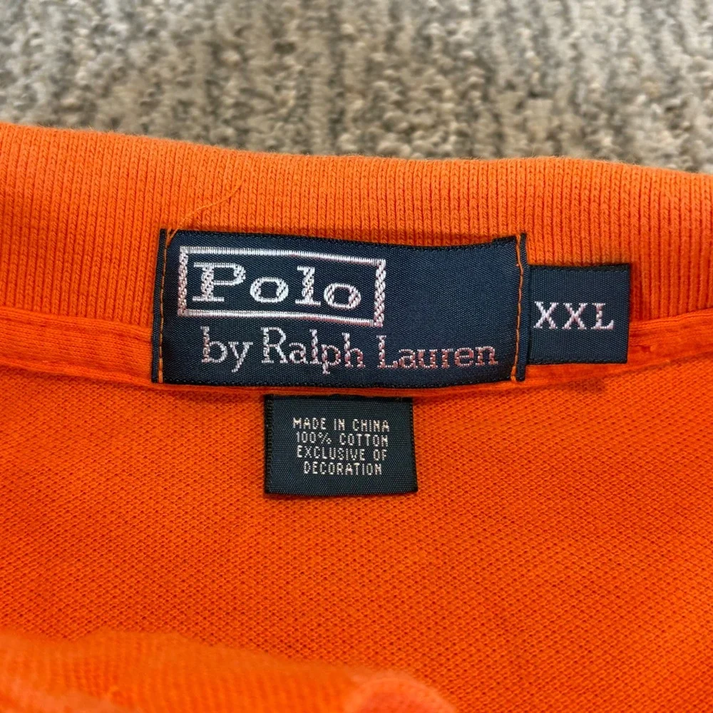 Polo Ralph Lauren Polo Shirt Mens XXL Orange Short Sleeve Cotton Pique Pony Logo